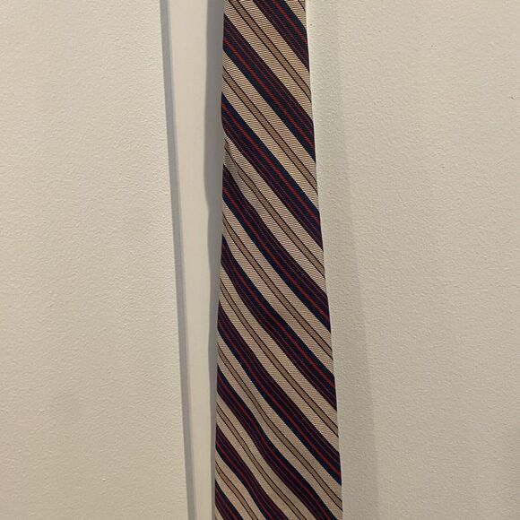 Vintage Silk Repp Tie Dawahare’s Of Kentucky Blue Red Striped Patriotic Colors - Picture 8 of 12